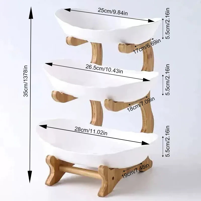 Bamboo Wooden Fruit & Snack Plate – European-Style Display Tray