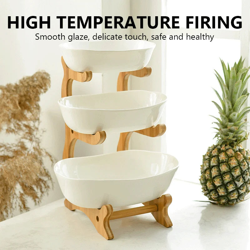Bamboo Wooden Fruit & Snack Plate – European-Style Display Tray