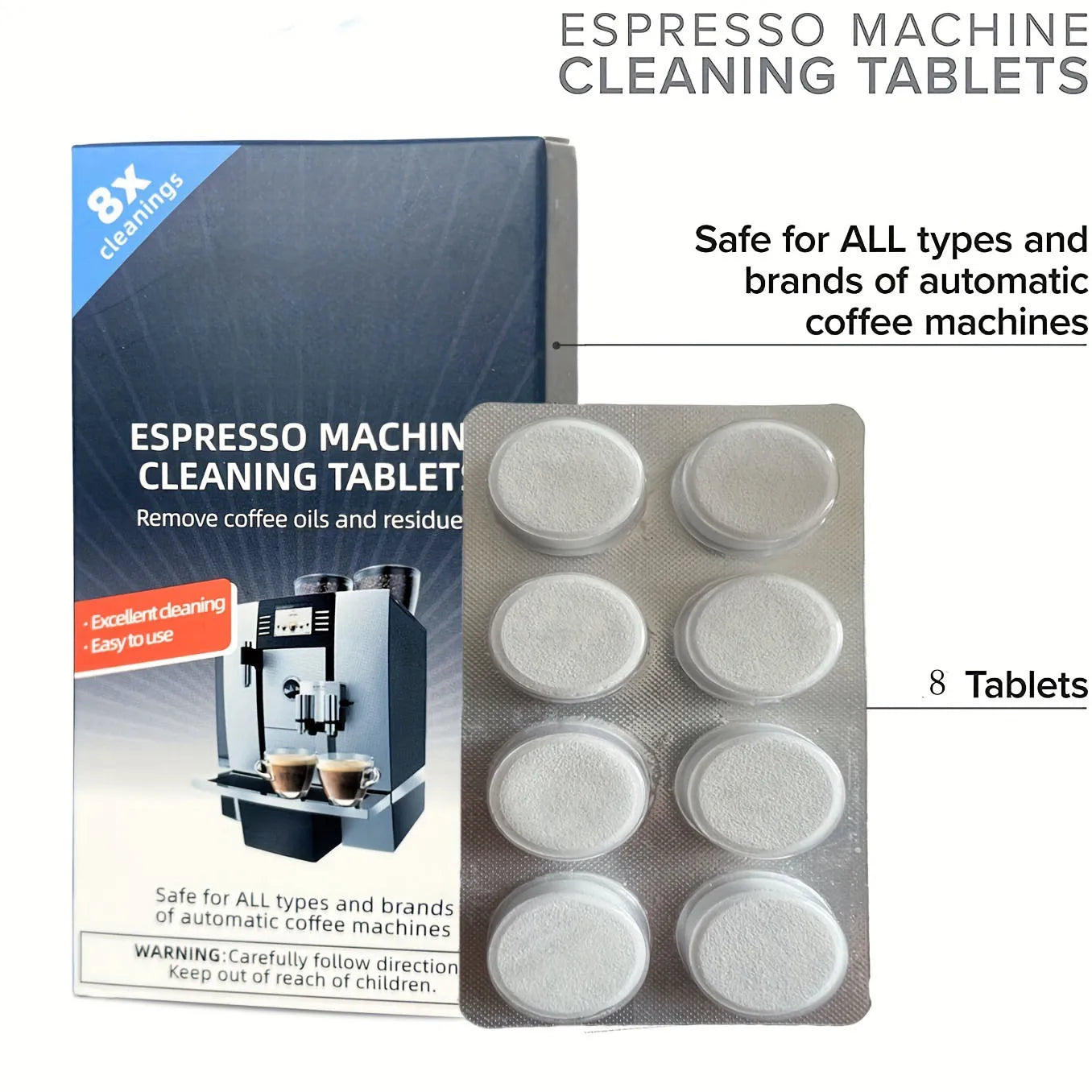 Espresso Machine Cleaning Tablets for Descaling and Oil Removal