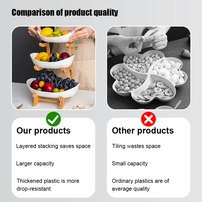 Bamboo Wooden Fruit & Snack Plate – European-Style Display Tray