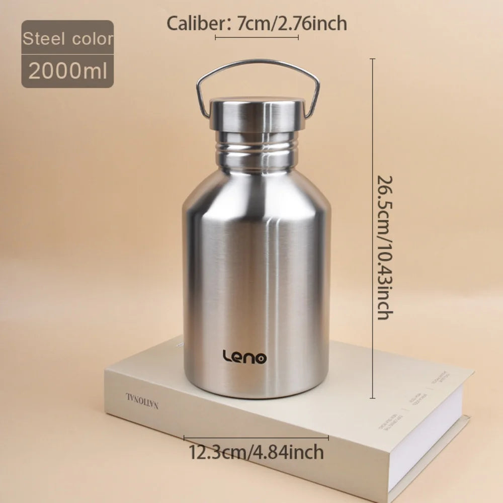 2L Stainless Steel Sports Water Bottle Large Capacity Flask