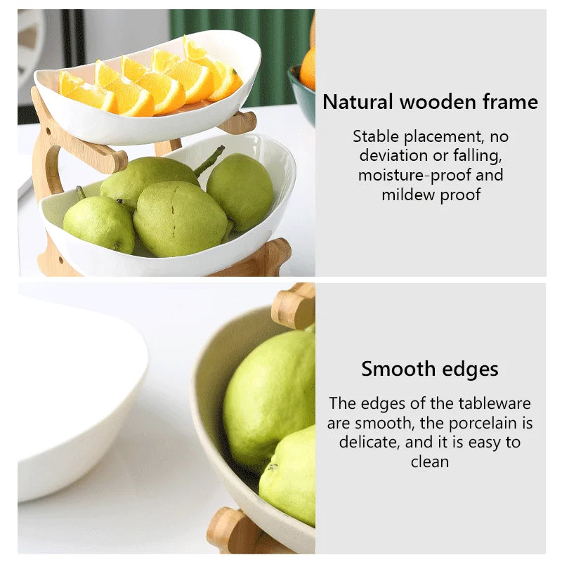 Bamboo Wooden Fruit & Snack Plate – European-Style Display Tray