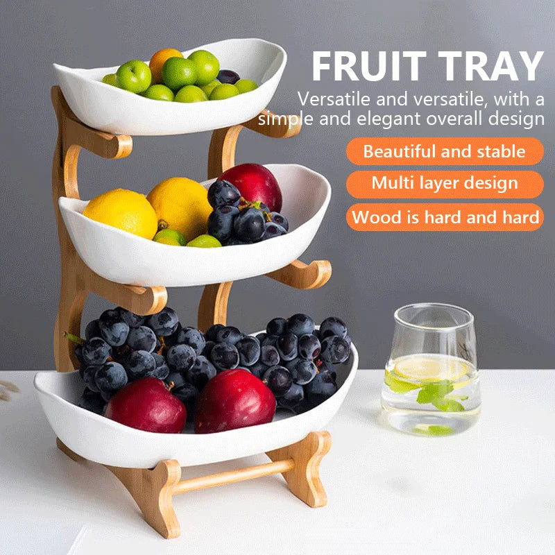 Bamboo Wooden Fruit & Snack Plate – European-Style Display Tray