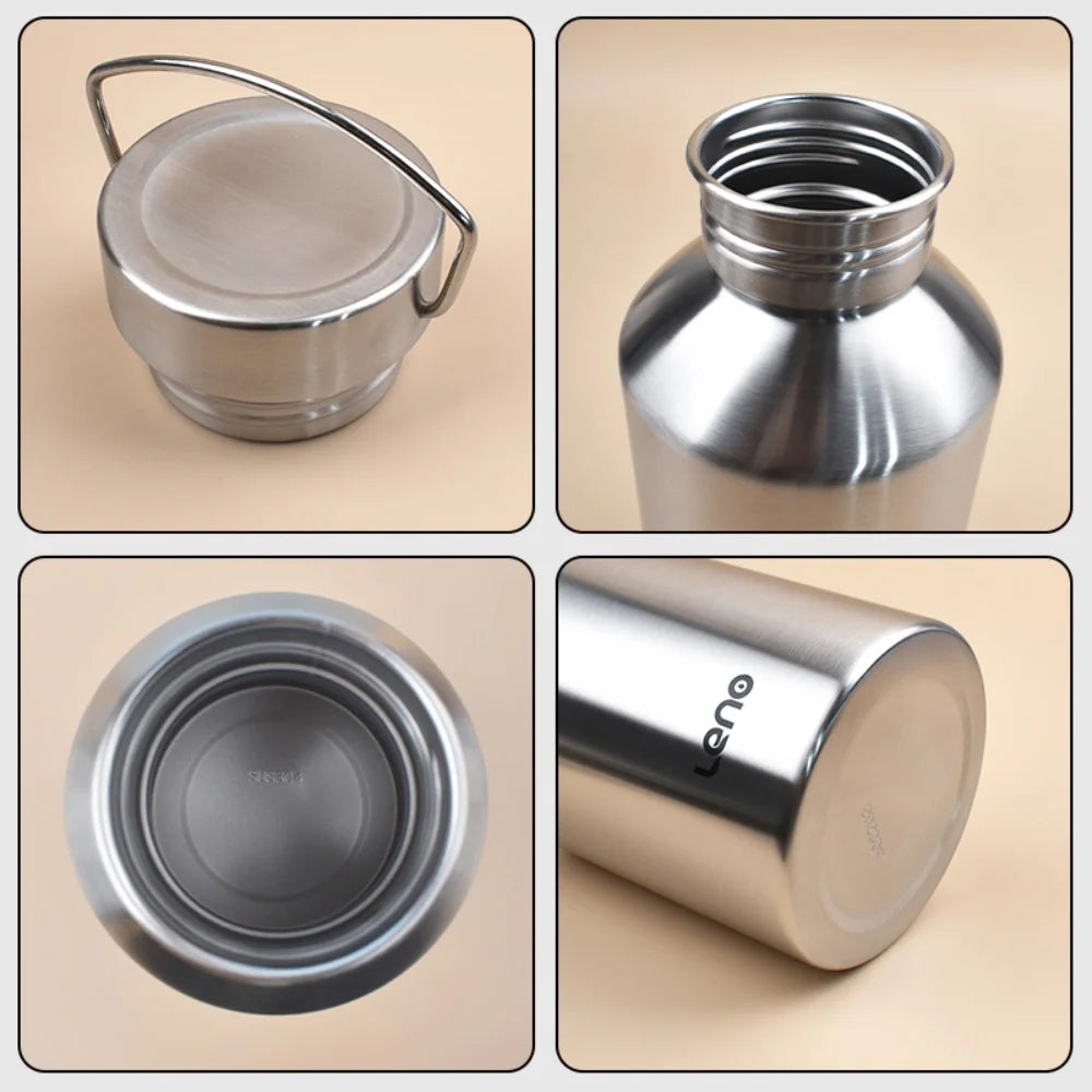 2L Stainless Steel Sports Water Bottle Large Capacity Flask