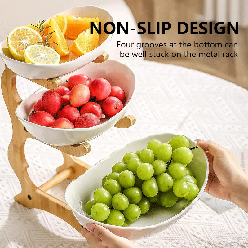 Bamboo Wooden Fruit & Snack Plate – European-Style Display Tray