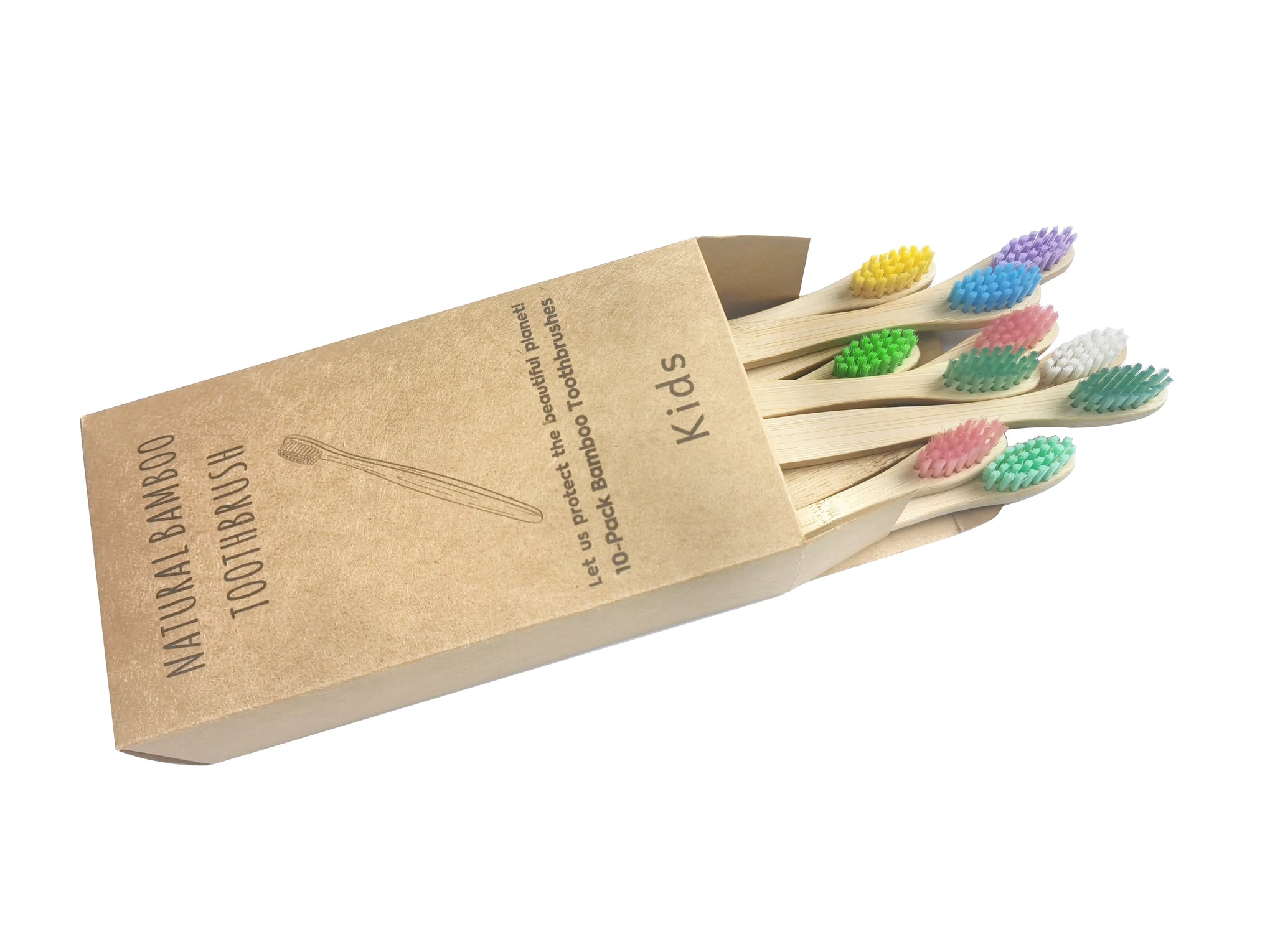 10pcs Organic Kids Bamboo Toothbrush Set