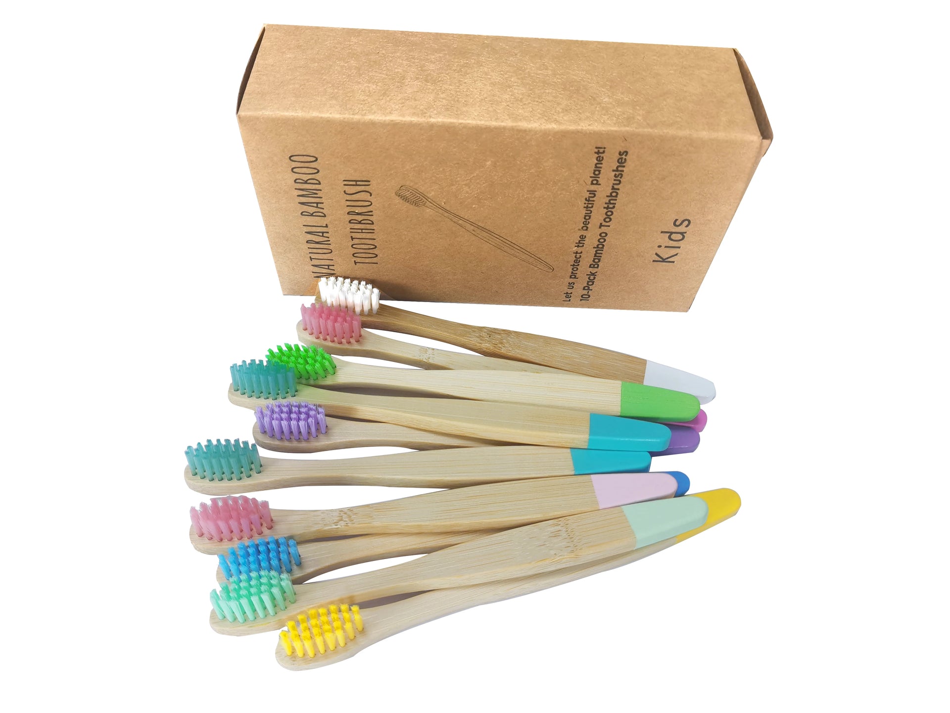 10pcs Organic Kids Bamboo Toothbrush Set
