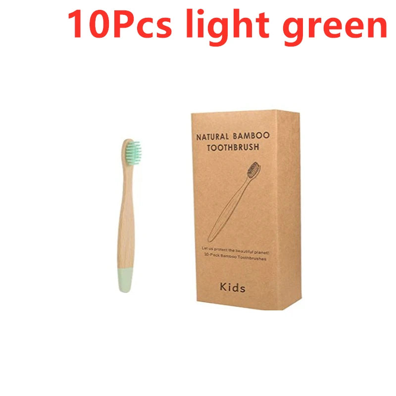 10pcs Organic Kids Bamboo Toothbrush Set