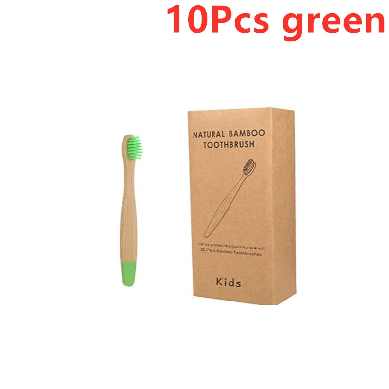 10pcs Organic Kids Bamboo Toothbrush Set