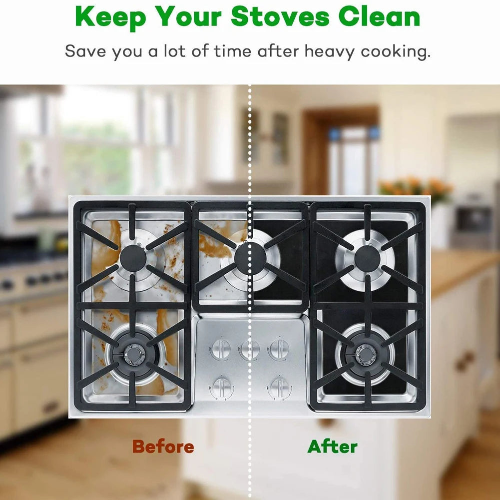 4pcs Reusable Gas Stove Burner Covers – Non-Stick Liners