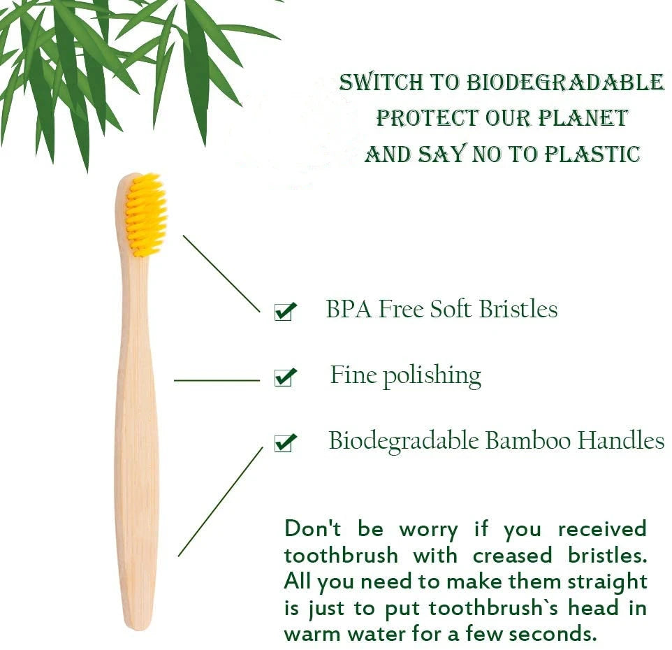 10pcs Organic Kids Bamboo Toothbrush Set