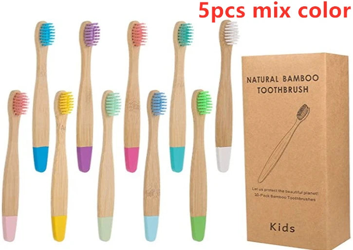 10pcs Organic Kids Bamboo Toothbrush Set