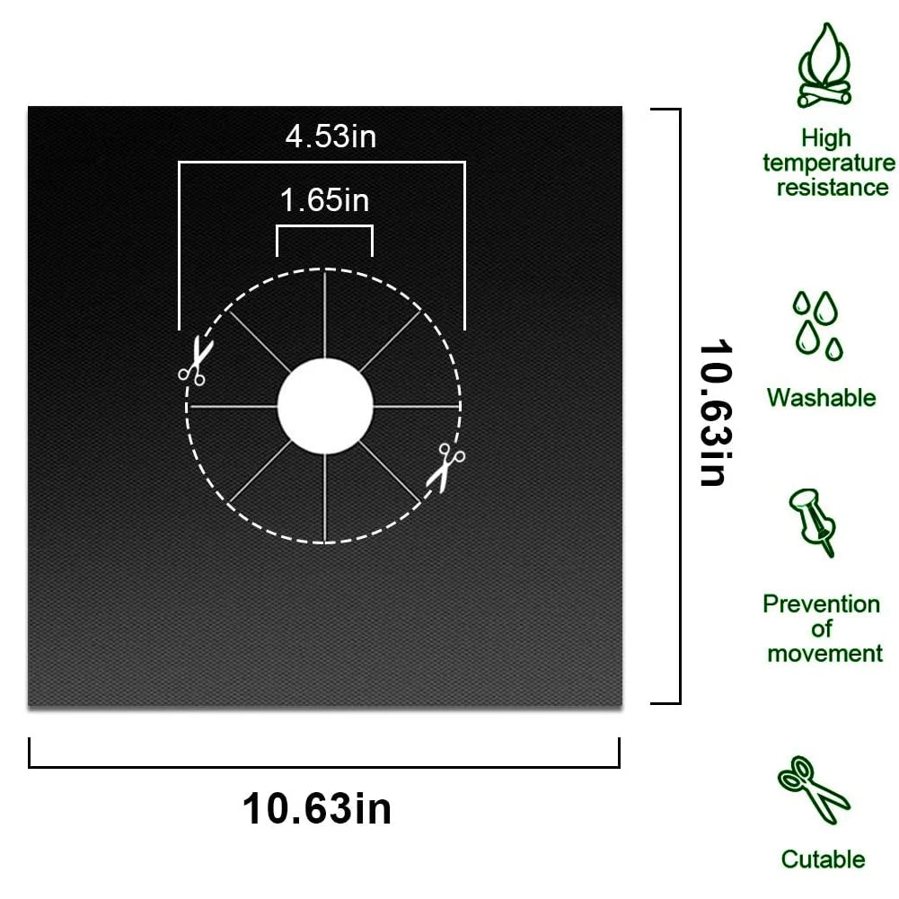 4pcs Reusable Gas Stove Burner Covers – Non-Stick Liners