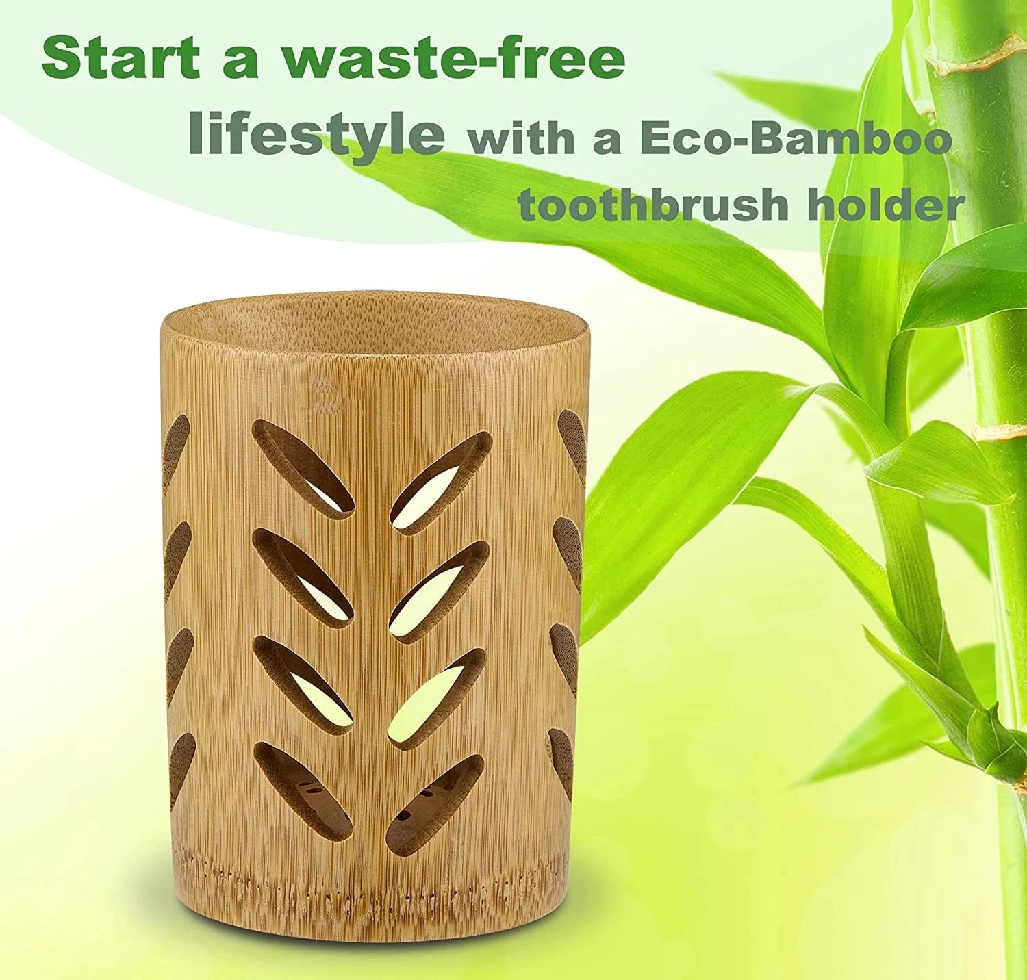Bamboo Toothbrush Holder & Quick-Dry Bathroom Cup