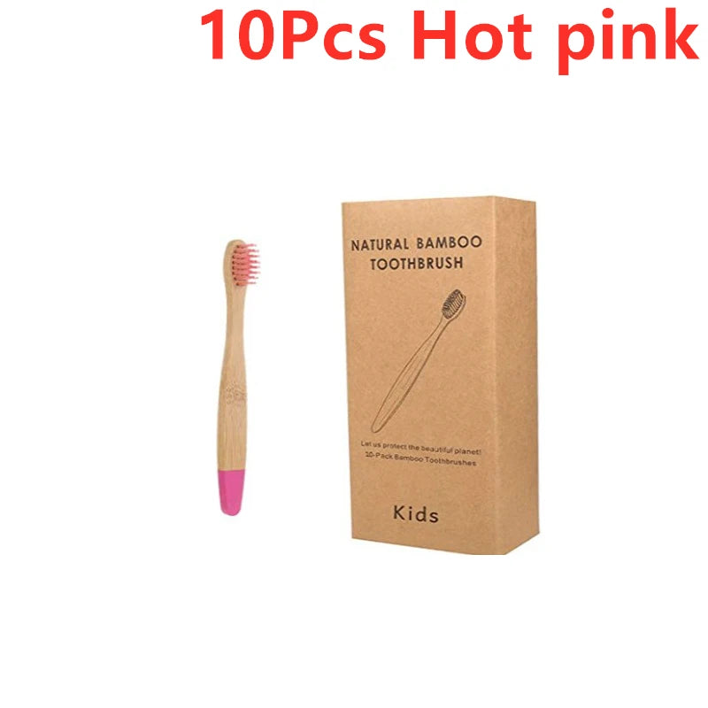 10pcs Organic Kids Bamboo Toothbrush Set