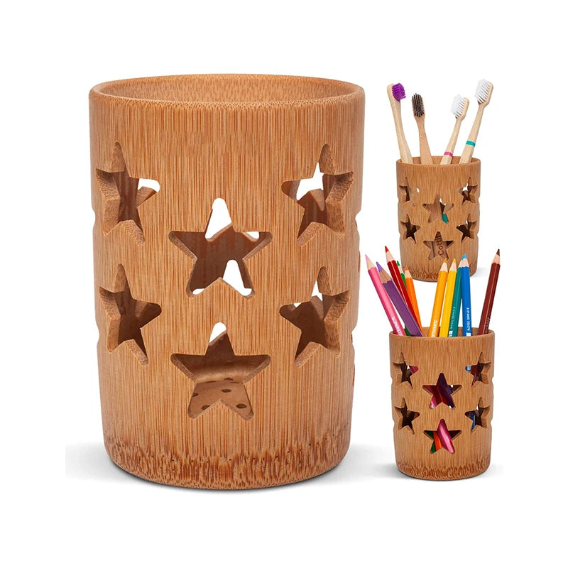 Bamboo Toothbrush Holder & Quick-Dry Bathroom Cup