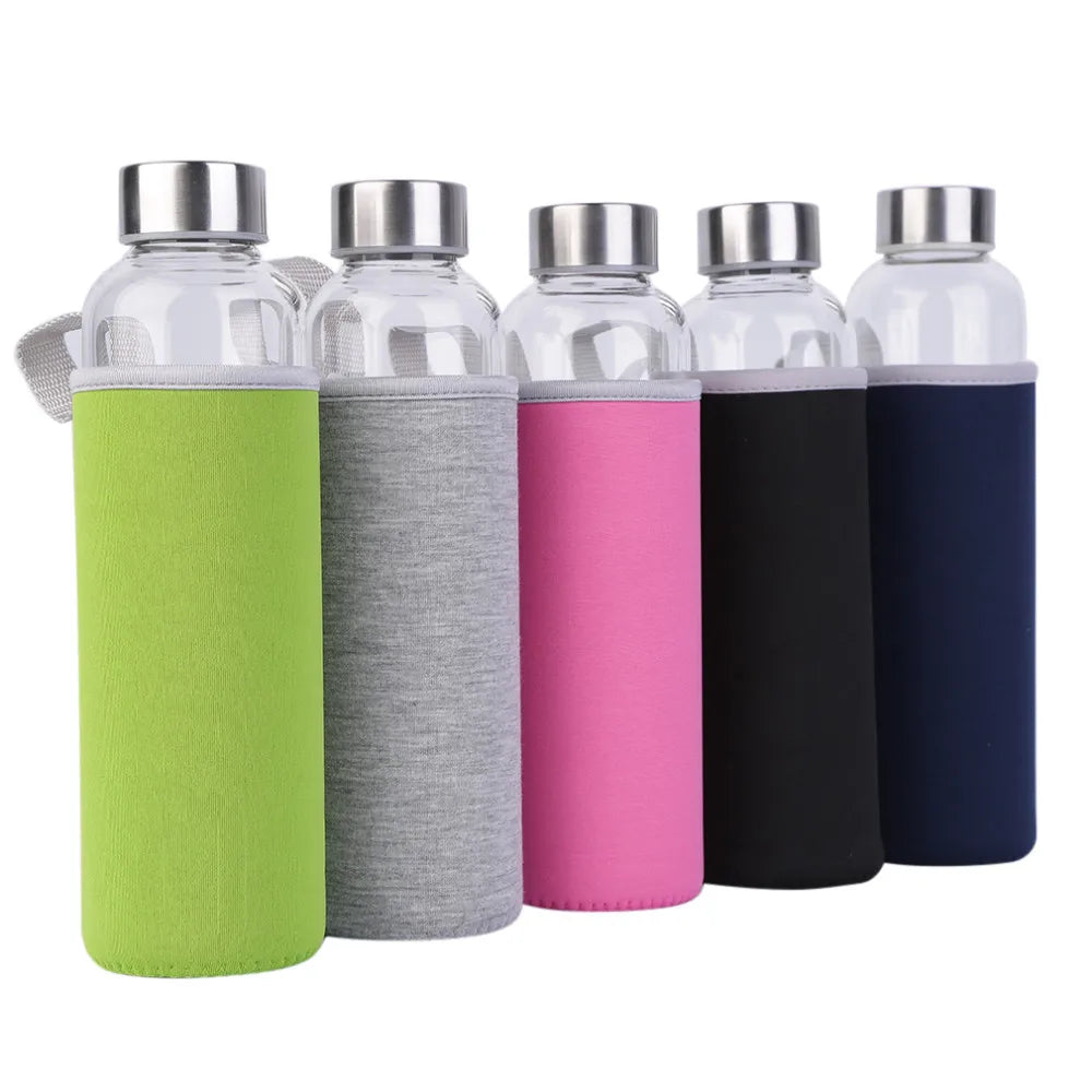550ml Portable Glass Water Bottle – Travel & Car Friendly