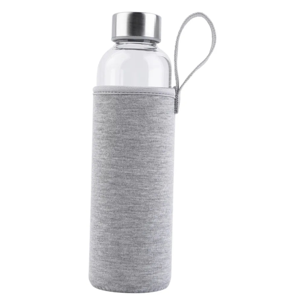 550ml Portable Glass Water Bottle – Travel & Car Friendly