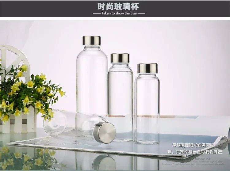 550ml Portable Glass Water Bottle – Travel & Car Friendly