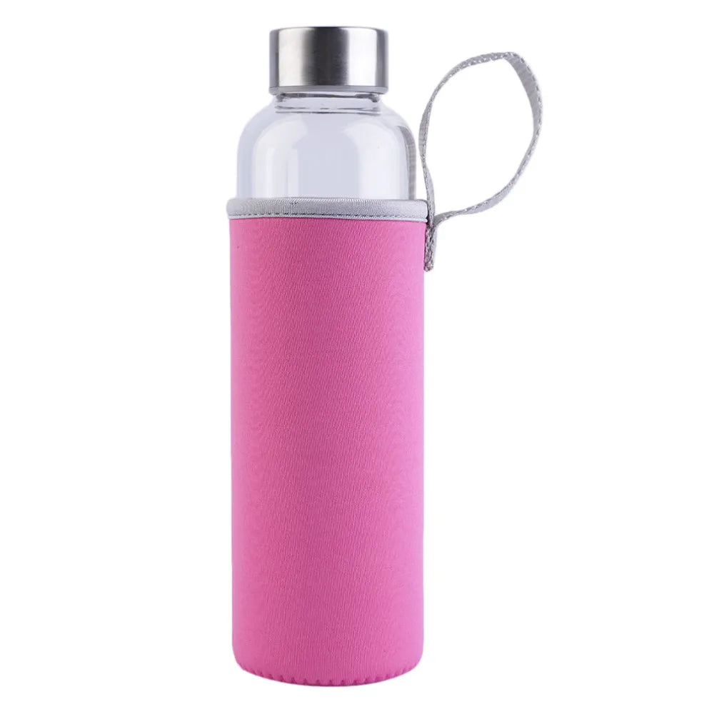 550ml Portable Glass Water Bottle – Travel & Car Friendly