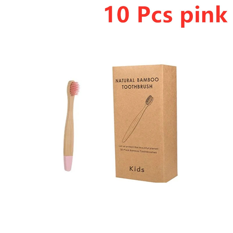 10pcs Organic Kids Bamboo Toothbrush Set