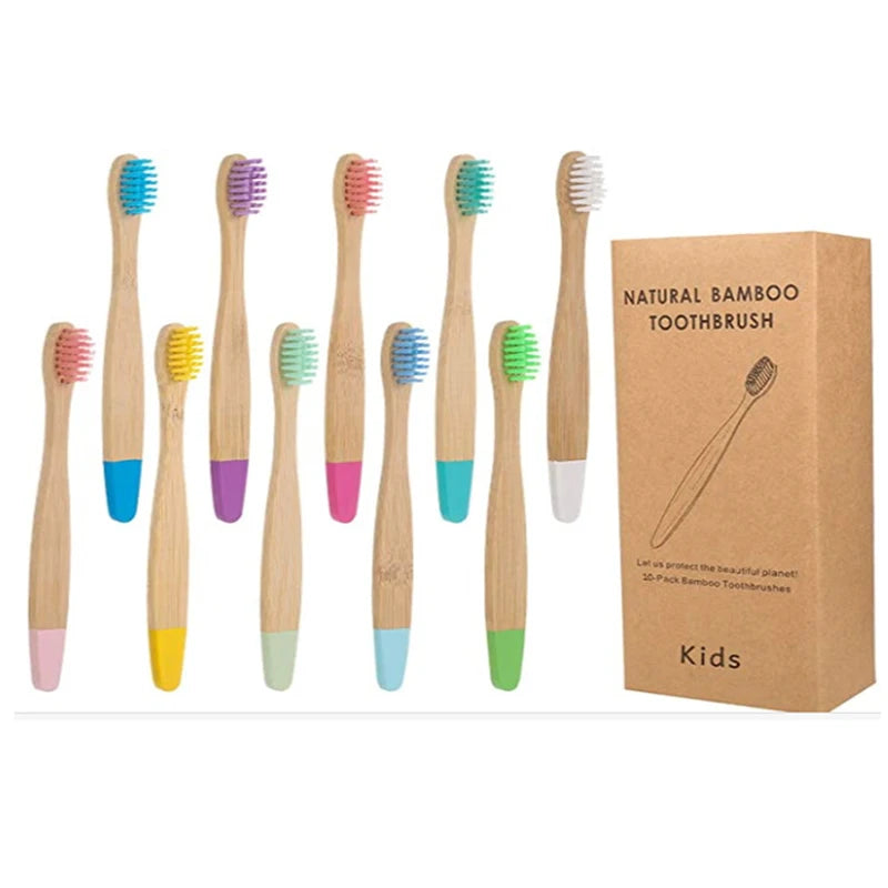 10pcs Organic Kids Bamboo Toothbrush Set