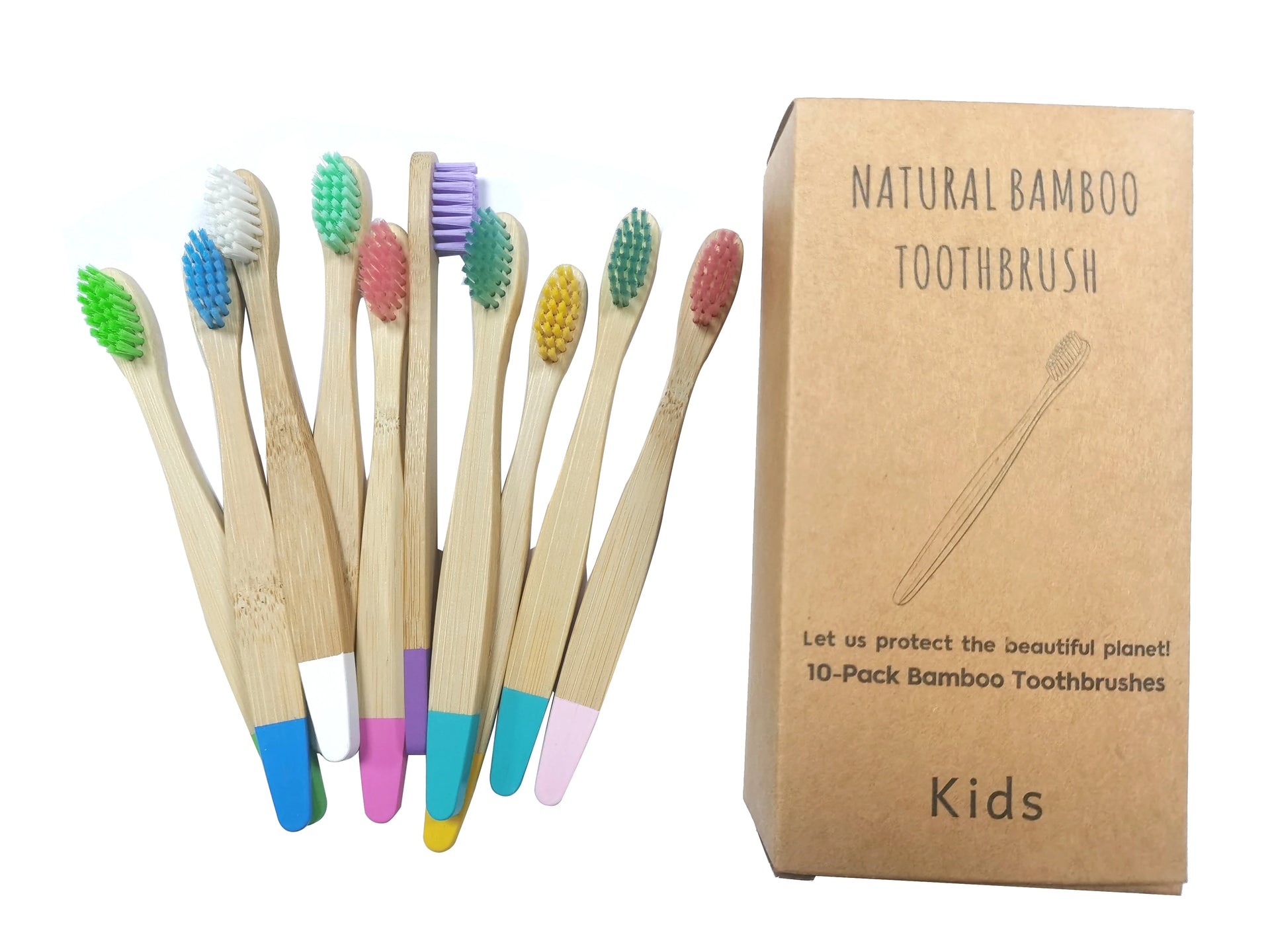 10pcs Organic Kids Bamboo Toothbrush Set