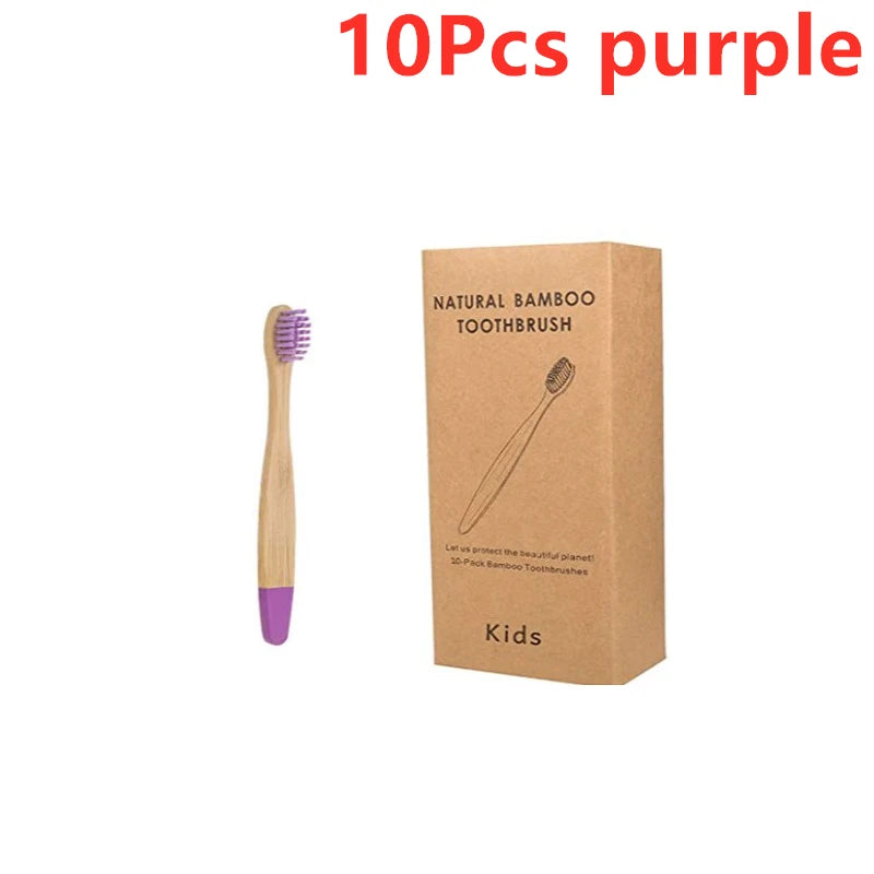 10pcs Organic Kids Bamboo Toothbrush Set
