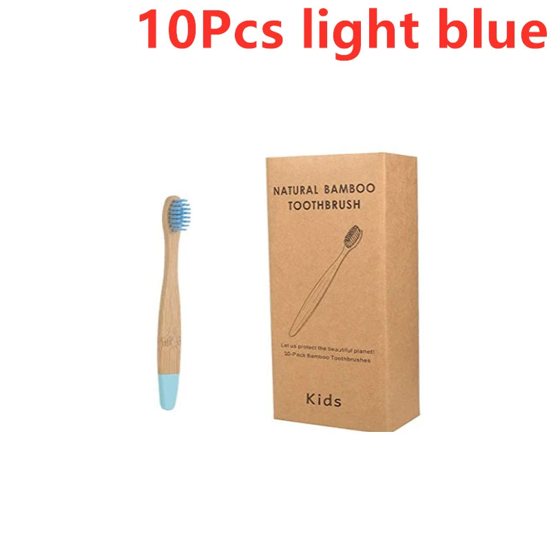 10pcs Organic Kids Bamboo Toothbrush Set