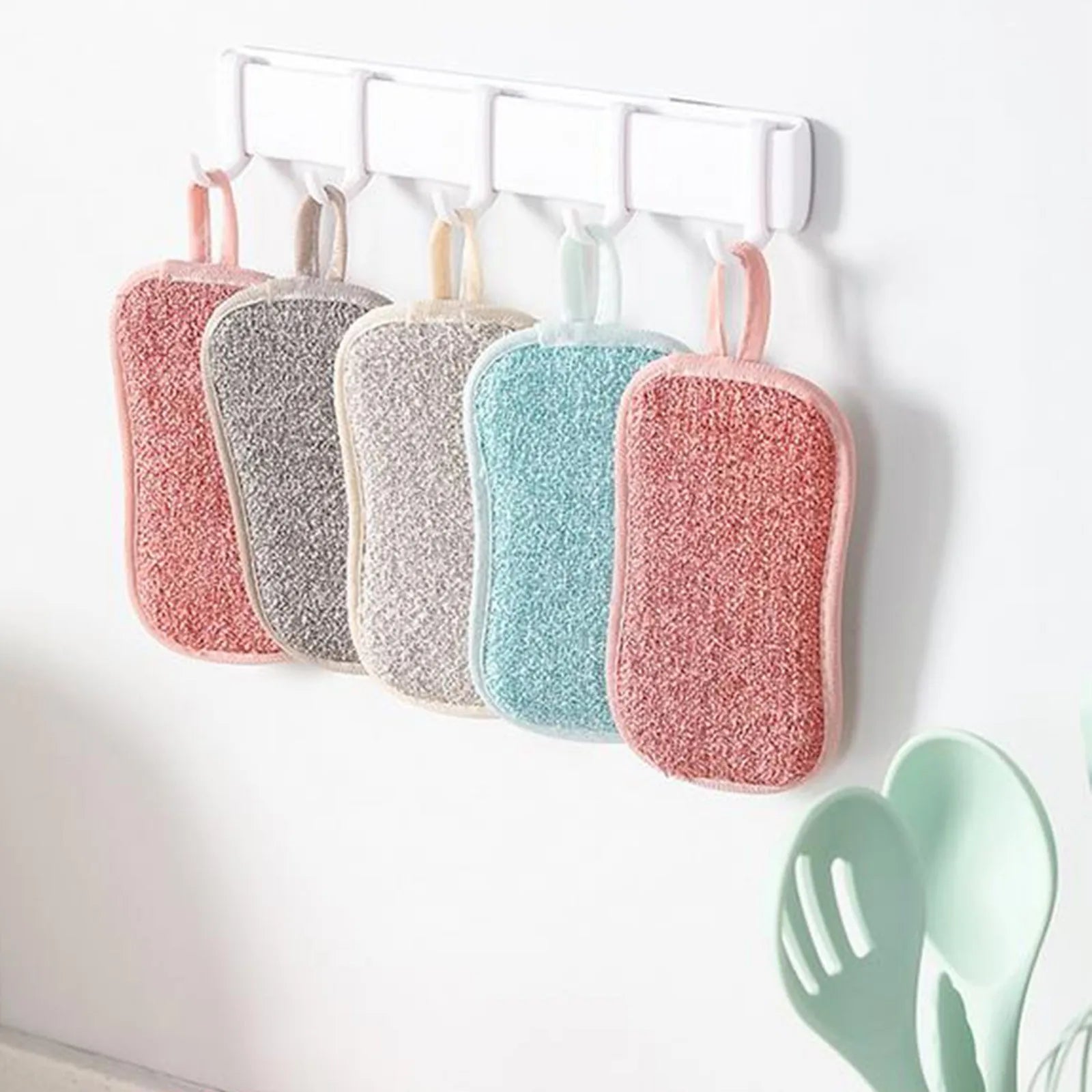 Reusable Double-Sided Microfiber Dishwashing Sponge
