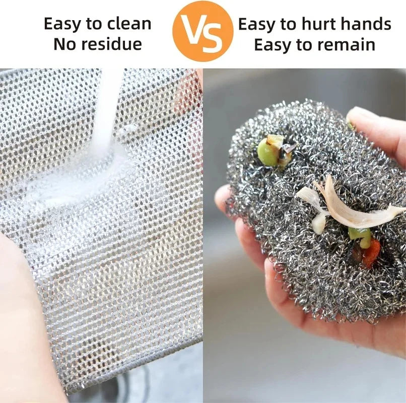 5/20pcs Steel Wire Mesh Cleaning Cloth – Non-Scratch Dish Rags