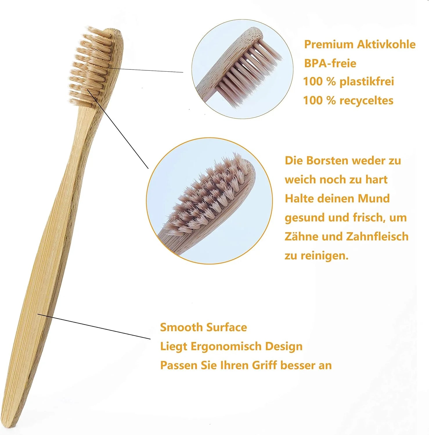 10pcs Colorful Soft Bamboo Toothbrush Set