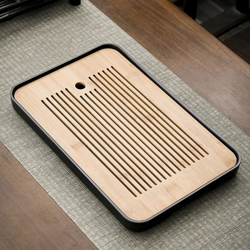 Portable Bamboo Tea Tray – Kung Fu Tea Set Drainage Tray