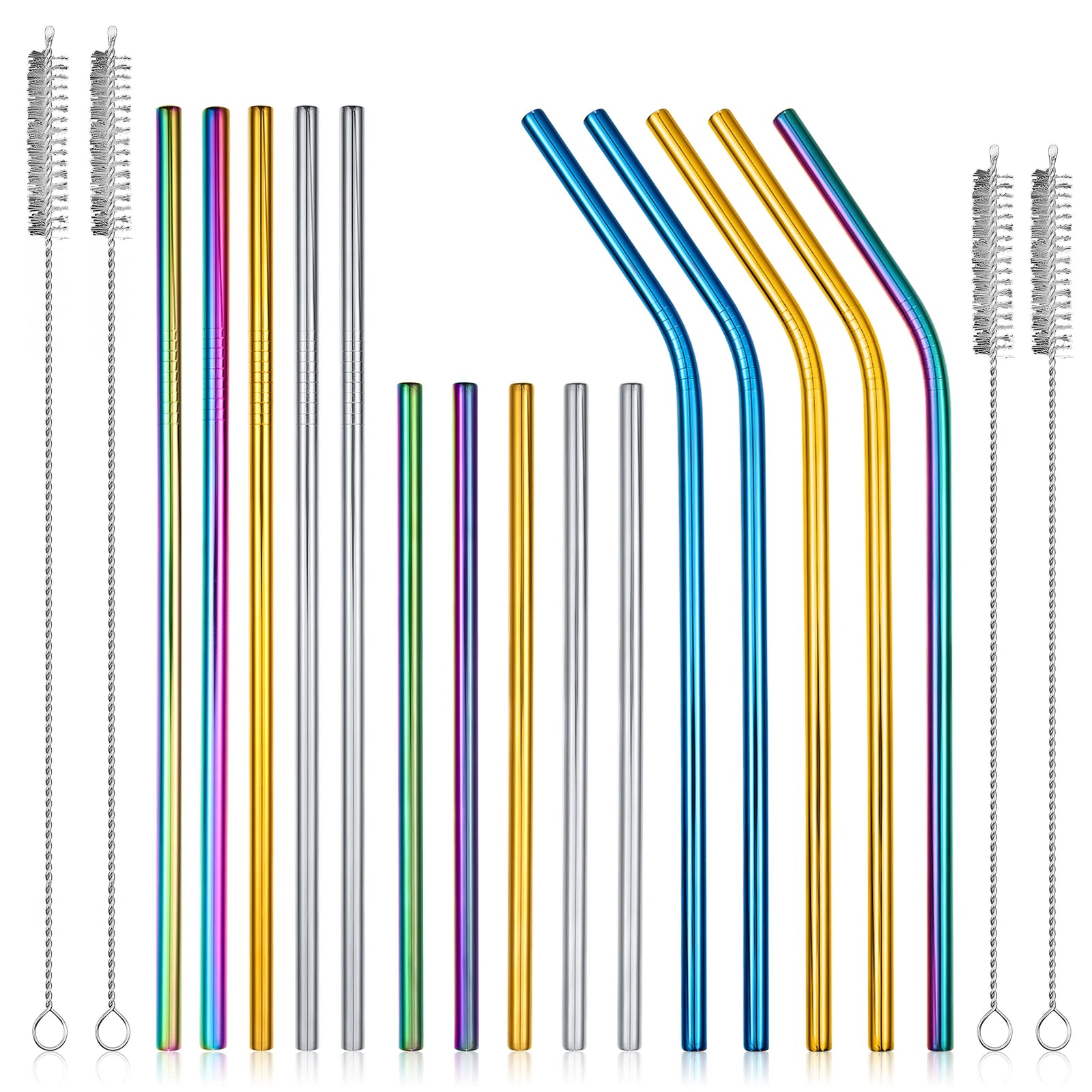 19-Piece Reusable Stainless Steel Straw Set – For Milk Tea & Beverages