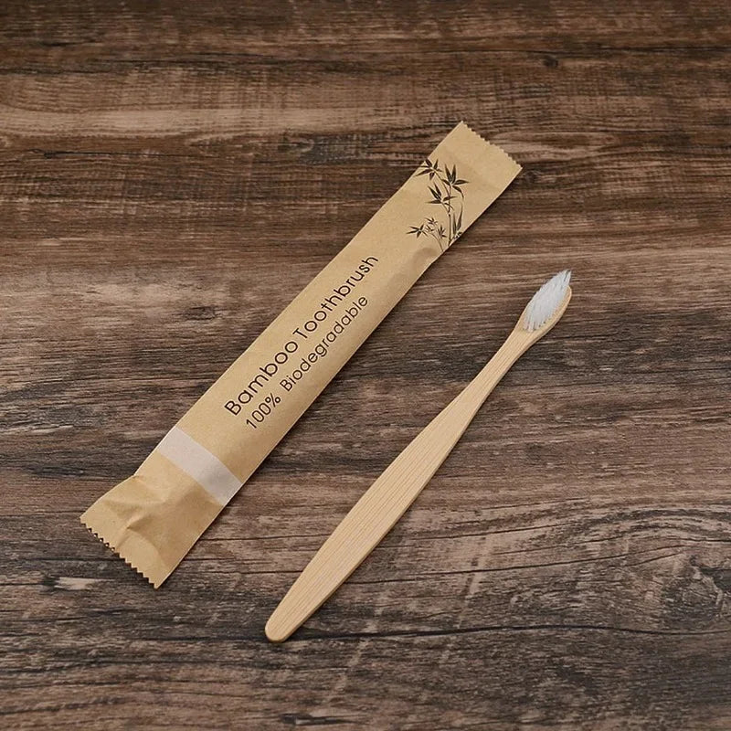 10pcs Colorful Bamboo Toothbrush Set