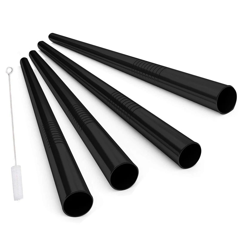 4Pcs Reusable Boba Straws – Stainless Steel with Cleaning Brush