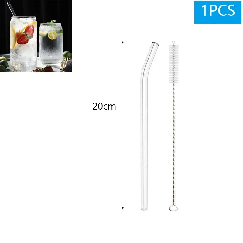 1–10Pcs Reusable Glass Straws – Eco-Friendly with Cleaning Brush
