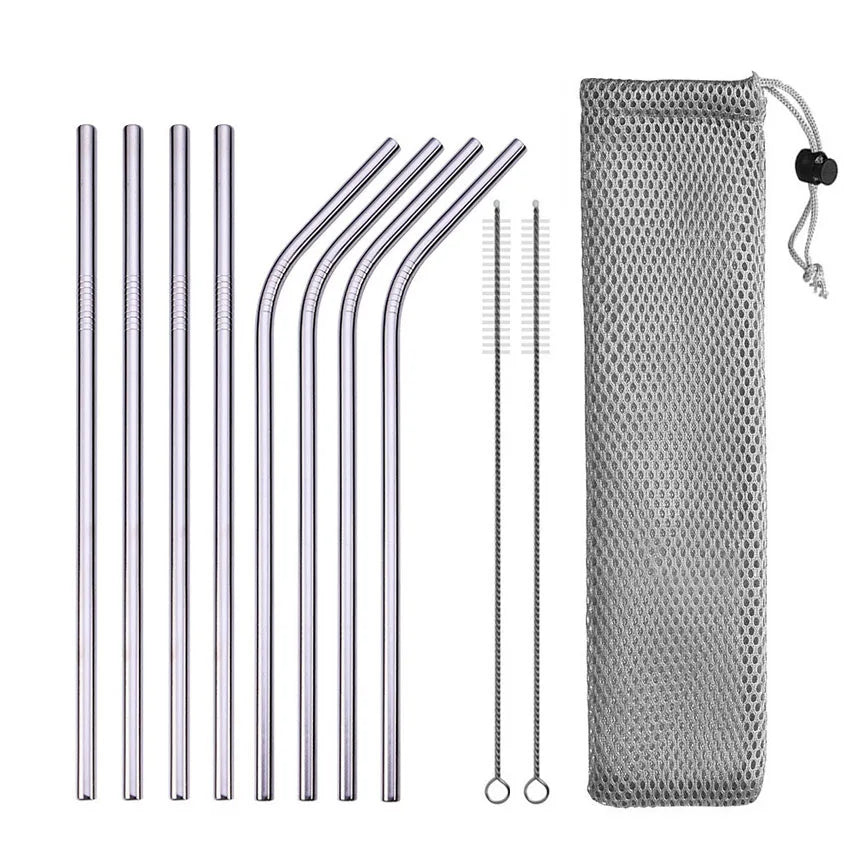 Reusable 304 Stainless Steel Straw Set