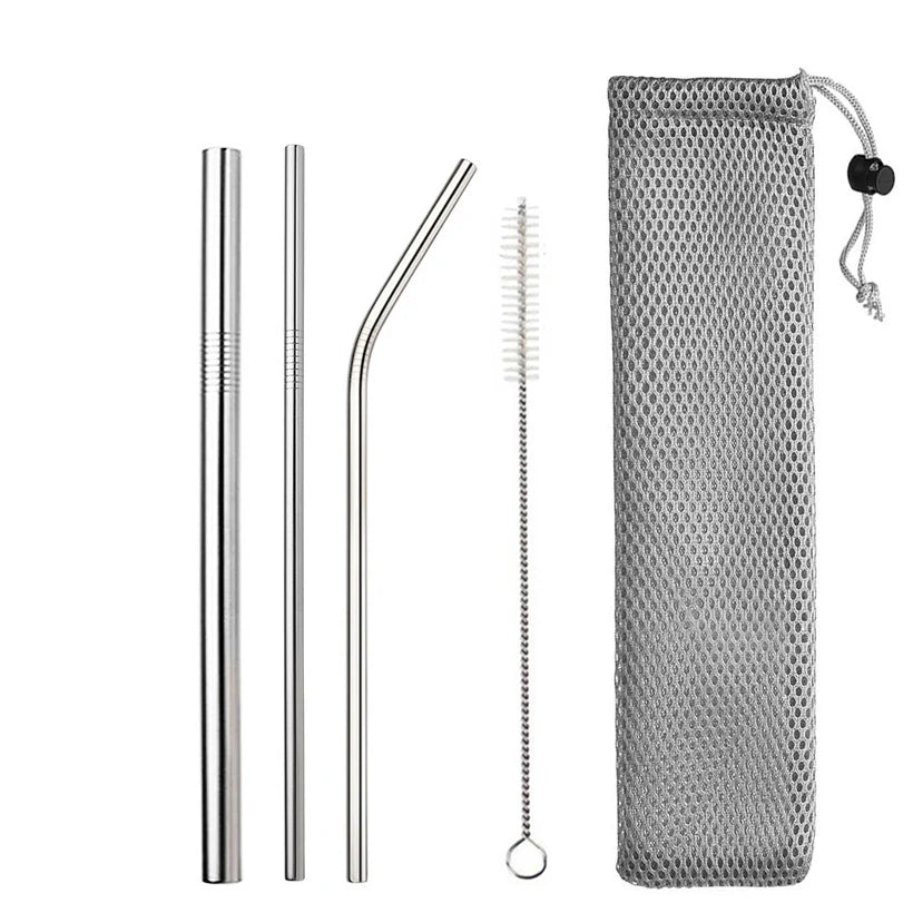 Reusable 304 Stainless Steel Straw Set