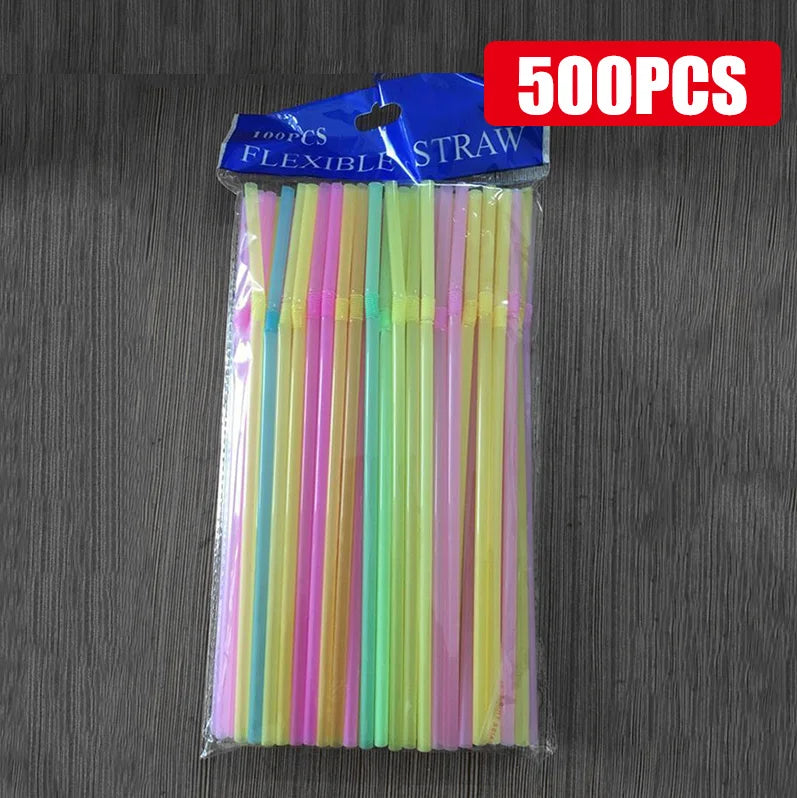50–3000pcs Multicolor Drinking Straws – Party & Beverage Use