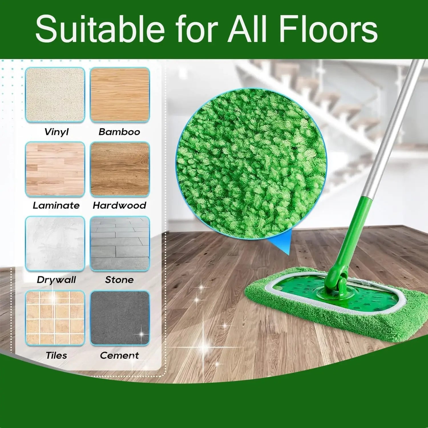 Reusable Microfiber Mop Pads – Wet & Dry Cleaning Cloths