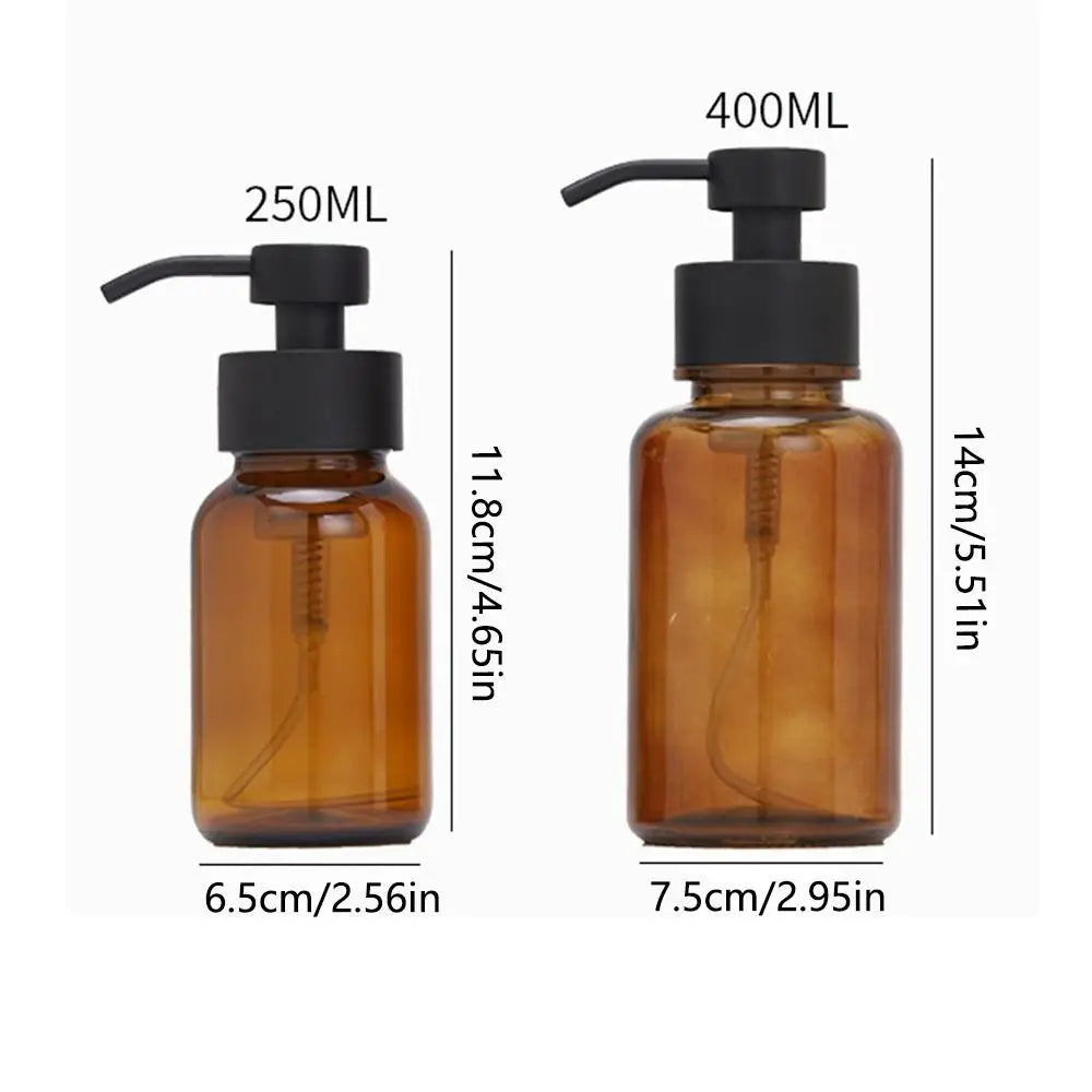Thick Amber Glass Foaming Soap Dispenser Pump Bottle Kitchen