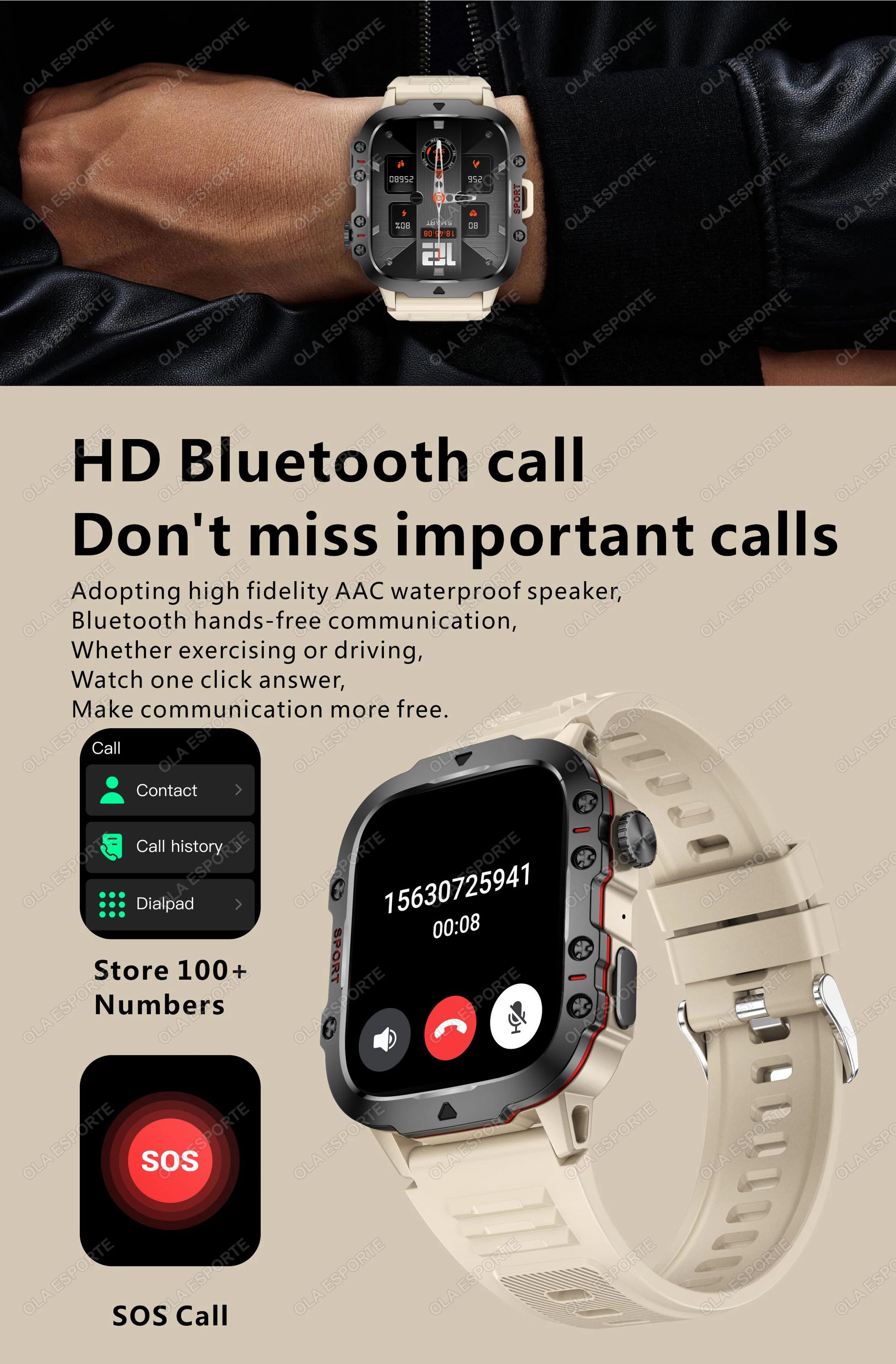 2025 Huawei/Xiaomi Military GPS Smartwatch – Waterproof with Flashlight