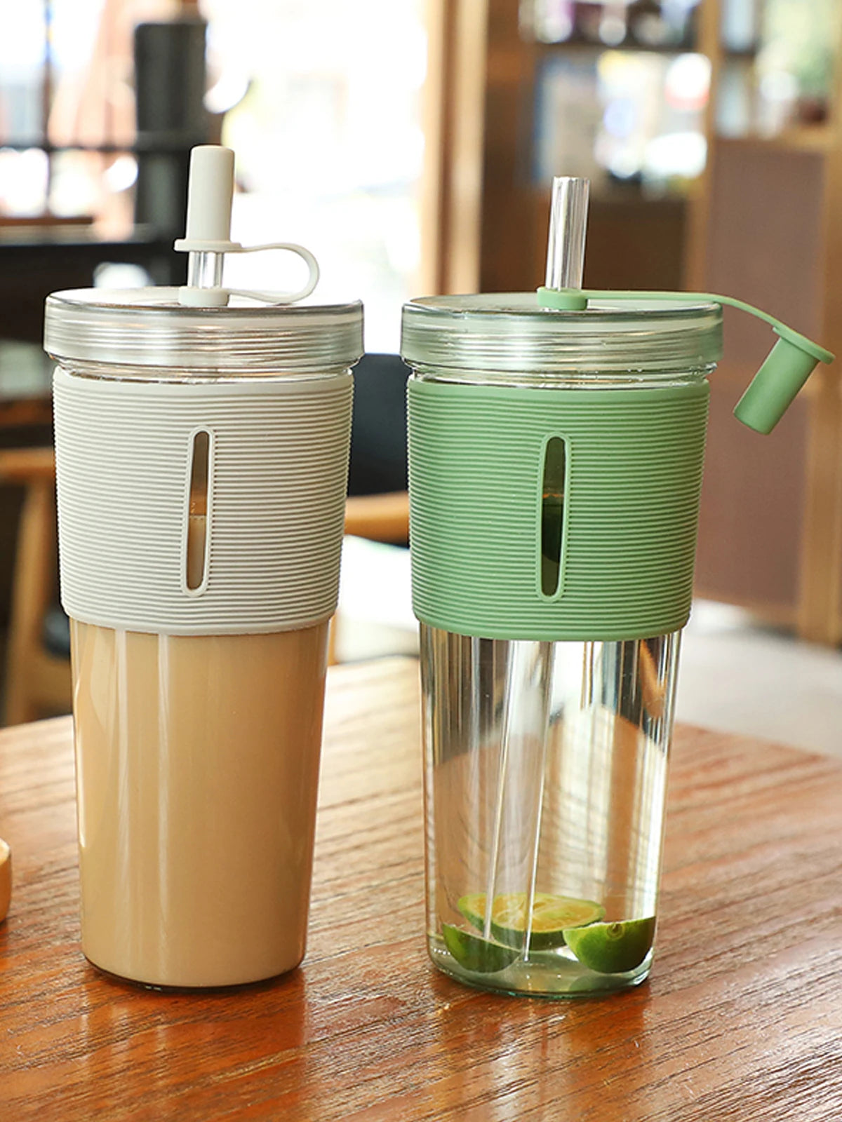 710ml Reusable Clear Coffee Cup with Straw