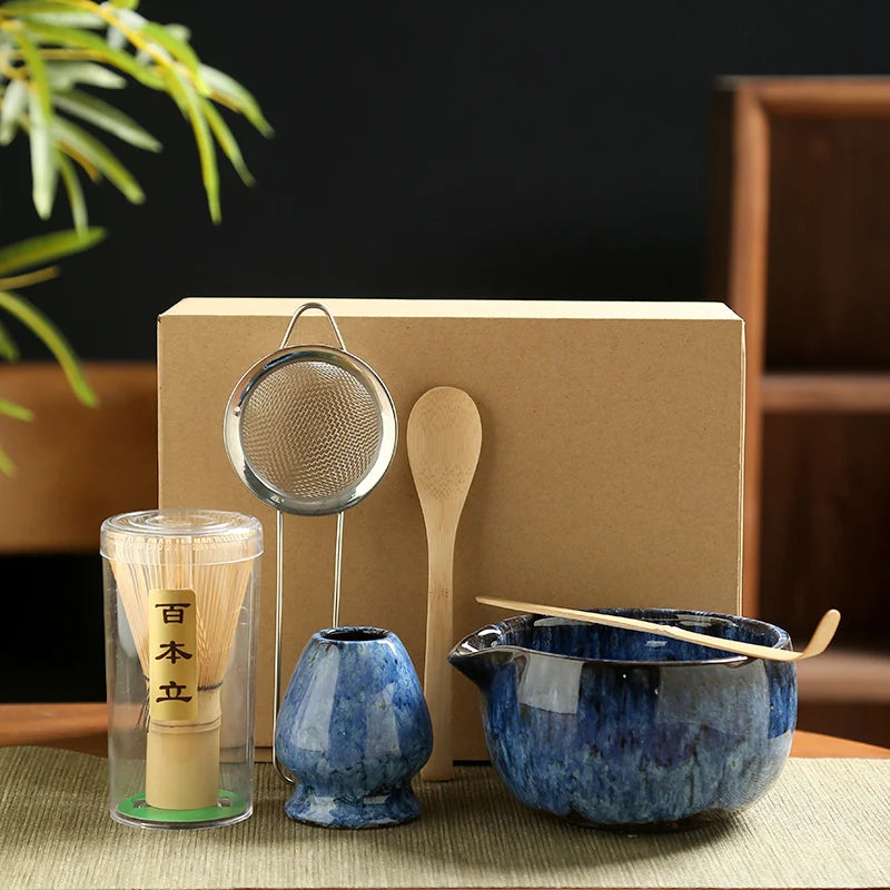 6PCS Japanese Matcha Tea Set – Bamboo Whisk, Bowl & Tools