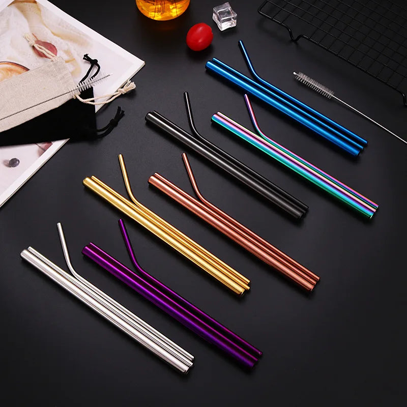 1–10Pcs Reusable Glass Straws – Eco-Friendly with Cleaning Brush