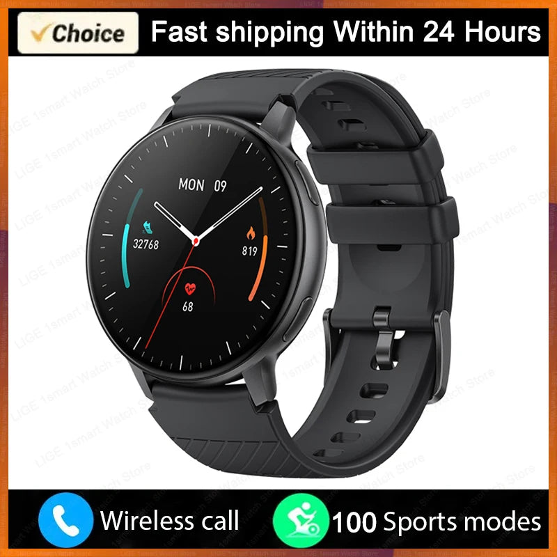 LIGE Bluetooth Call Smartwatch – Custom Dial, Fitness Tracker
