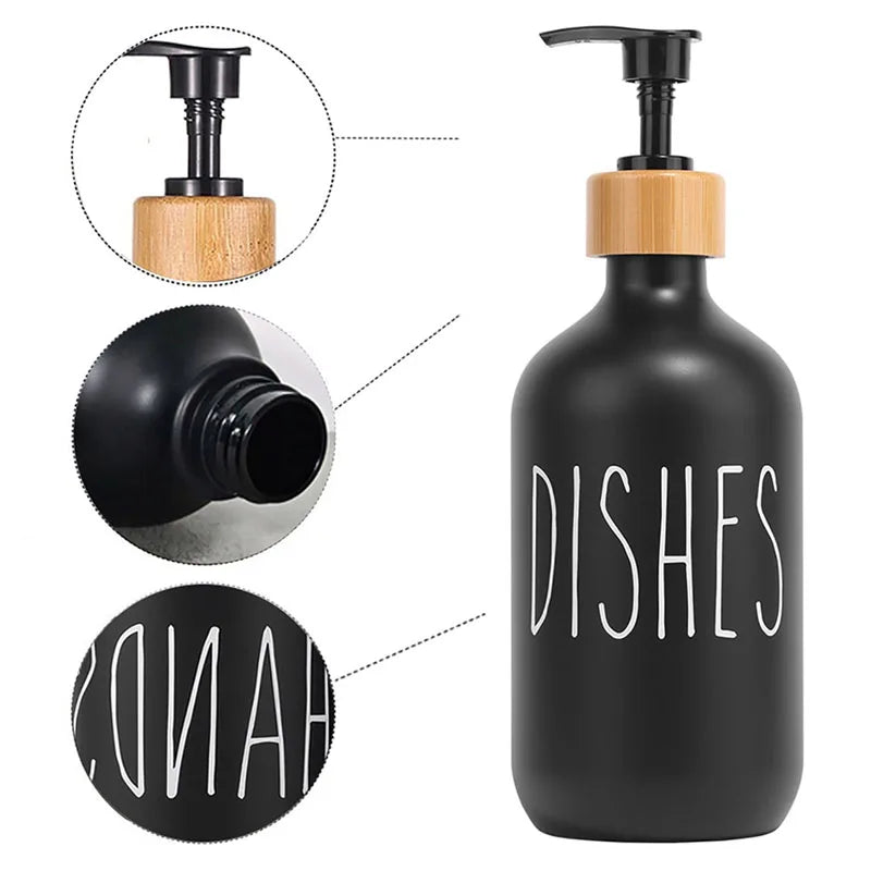 500ml Refillable Soap Dispenser Set with Bamboo Tray