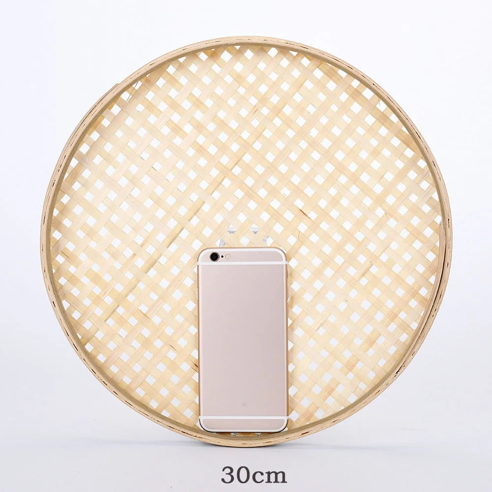 Handmade Bamboo Weaving Sieve Tray Set Kitchen Storage Decor