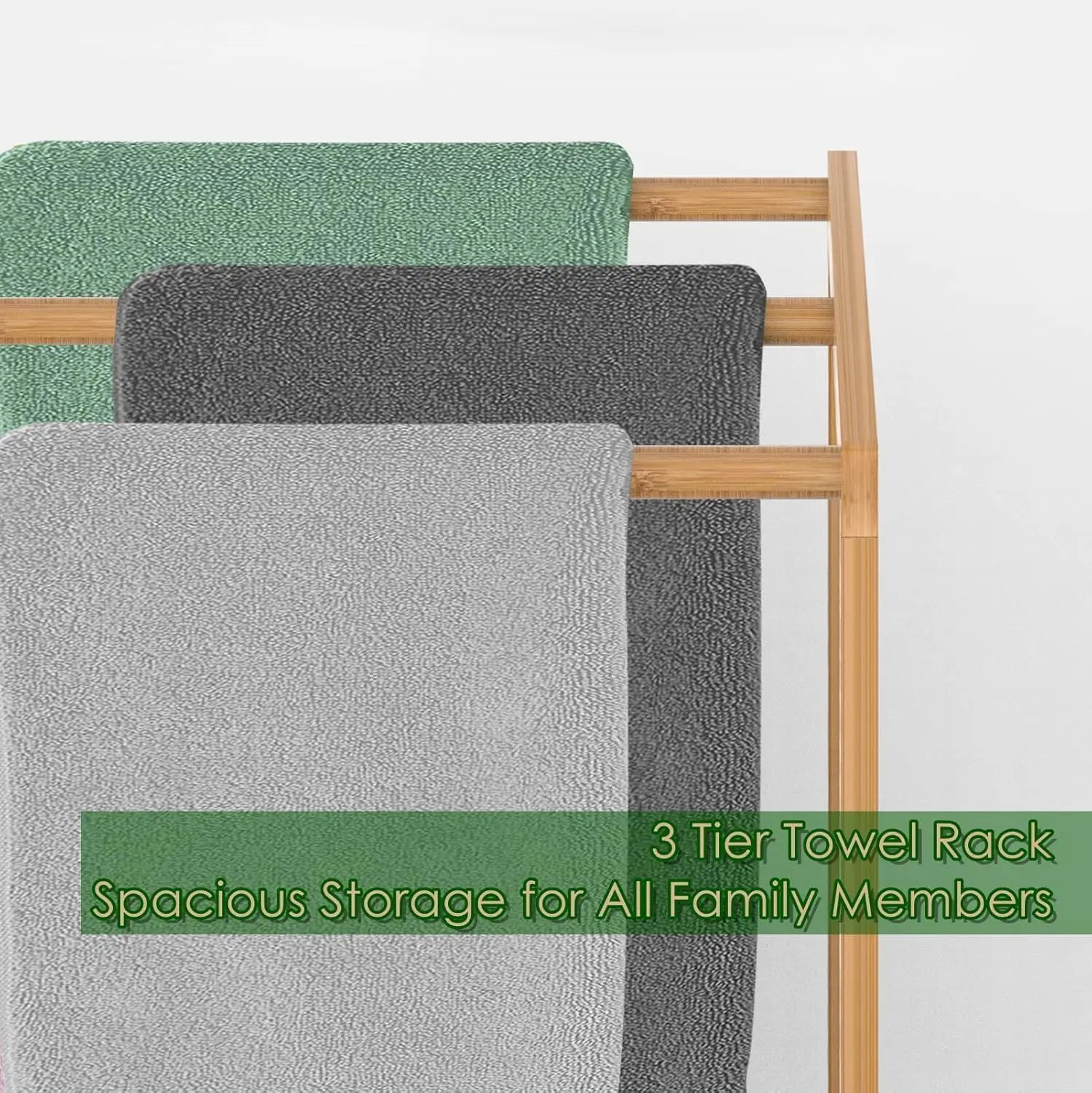 3-Tier Bamboo Freestanding Towel Rack – Bathroom Organizer